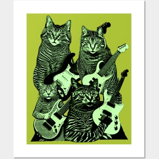 GUITAR CATS (green version) Posters and Art